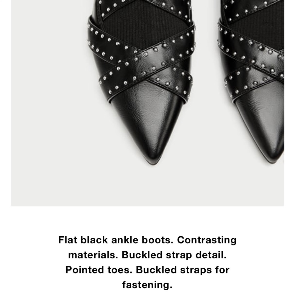 Zara pointy straps studded ankle socks boots - Picture 3 of 8